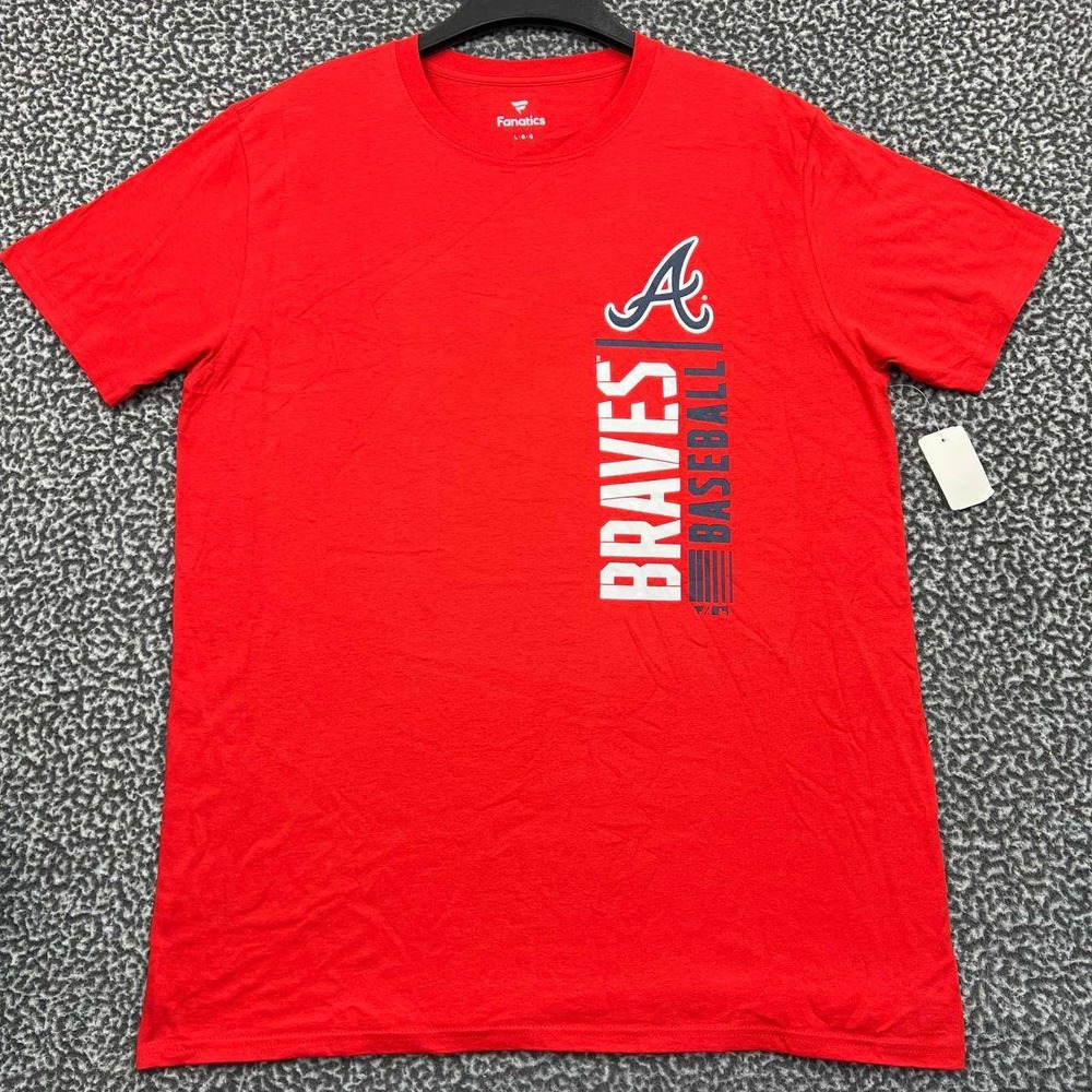 Atlanta Braves Shirt Men Large Red‎ Fanatics Short Sleeve Crew Neck Cotton New L